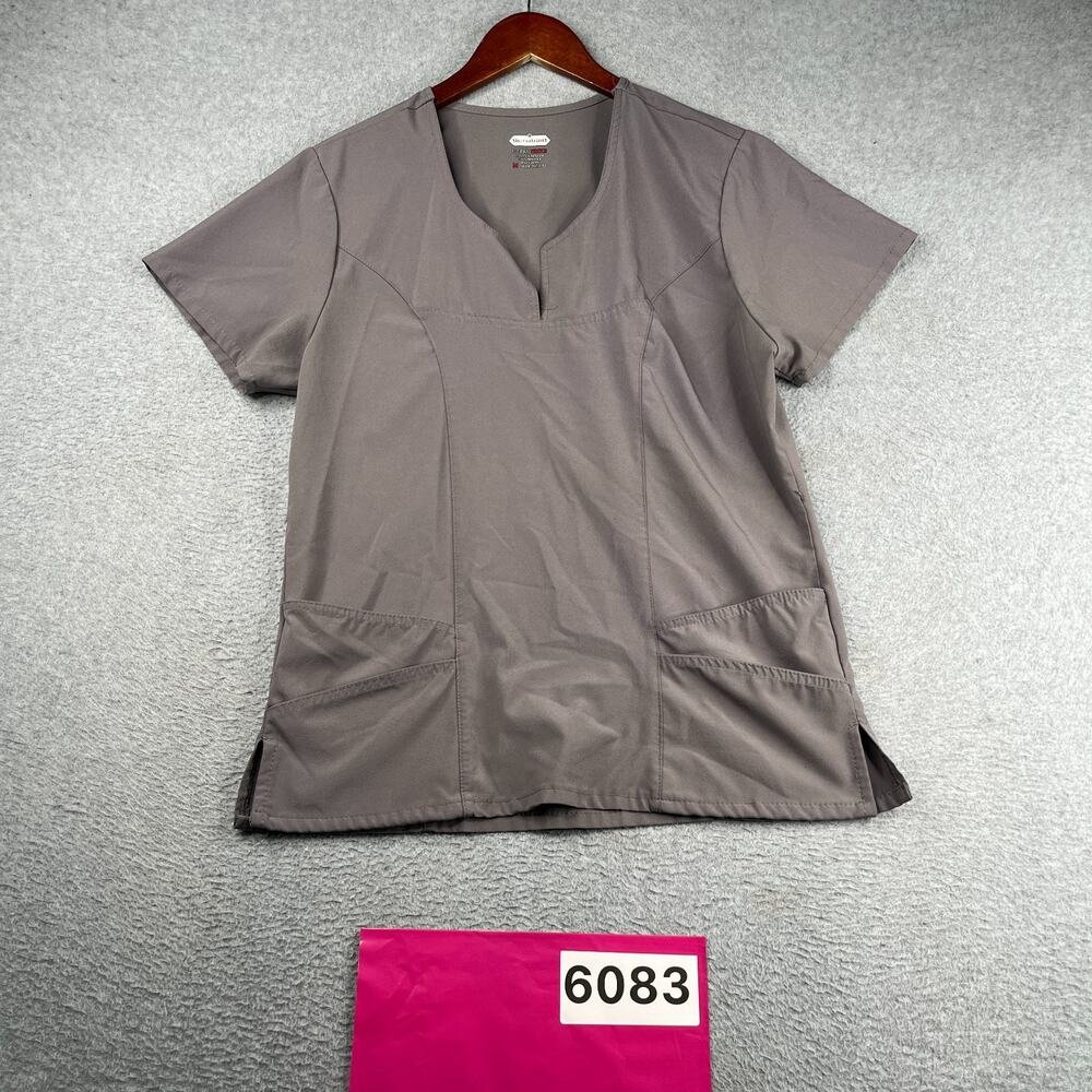 Scrubaid Four Way Stretch Scrub Top Womens Medium Gray Pockets